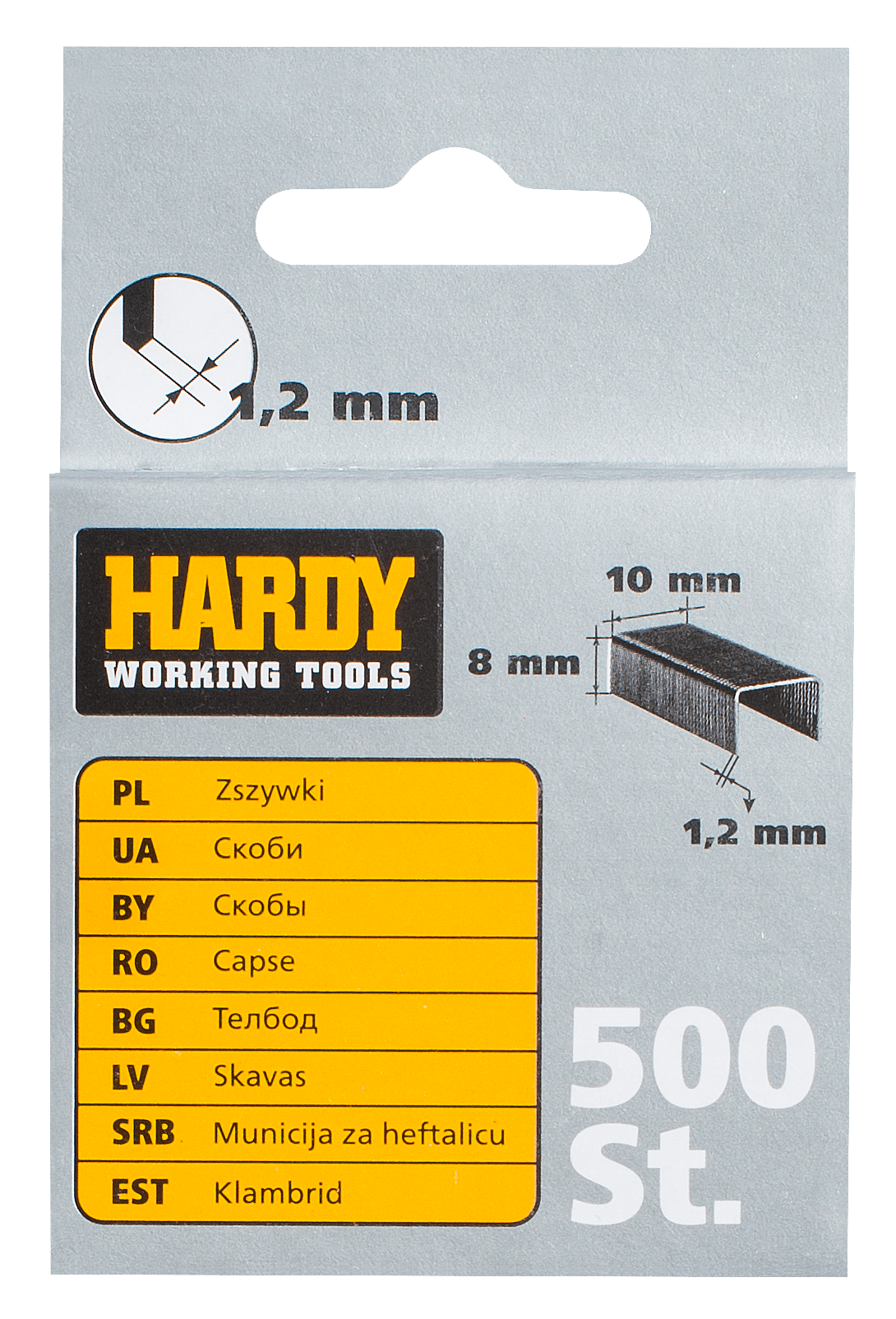 Hardy zszywki do zszywacza takera 8 x 10 x 1,2 mm x 500 szt., op. kartonik