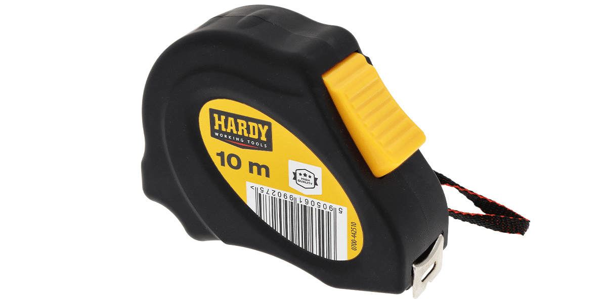 Hardy miara zwijana z automatyczną blokadą seria *44*, 10 m x 25 mm, opakowanie kartonik zbiorczy