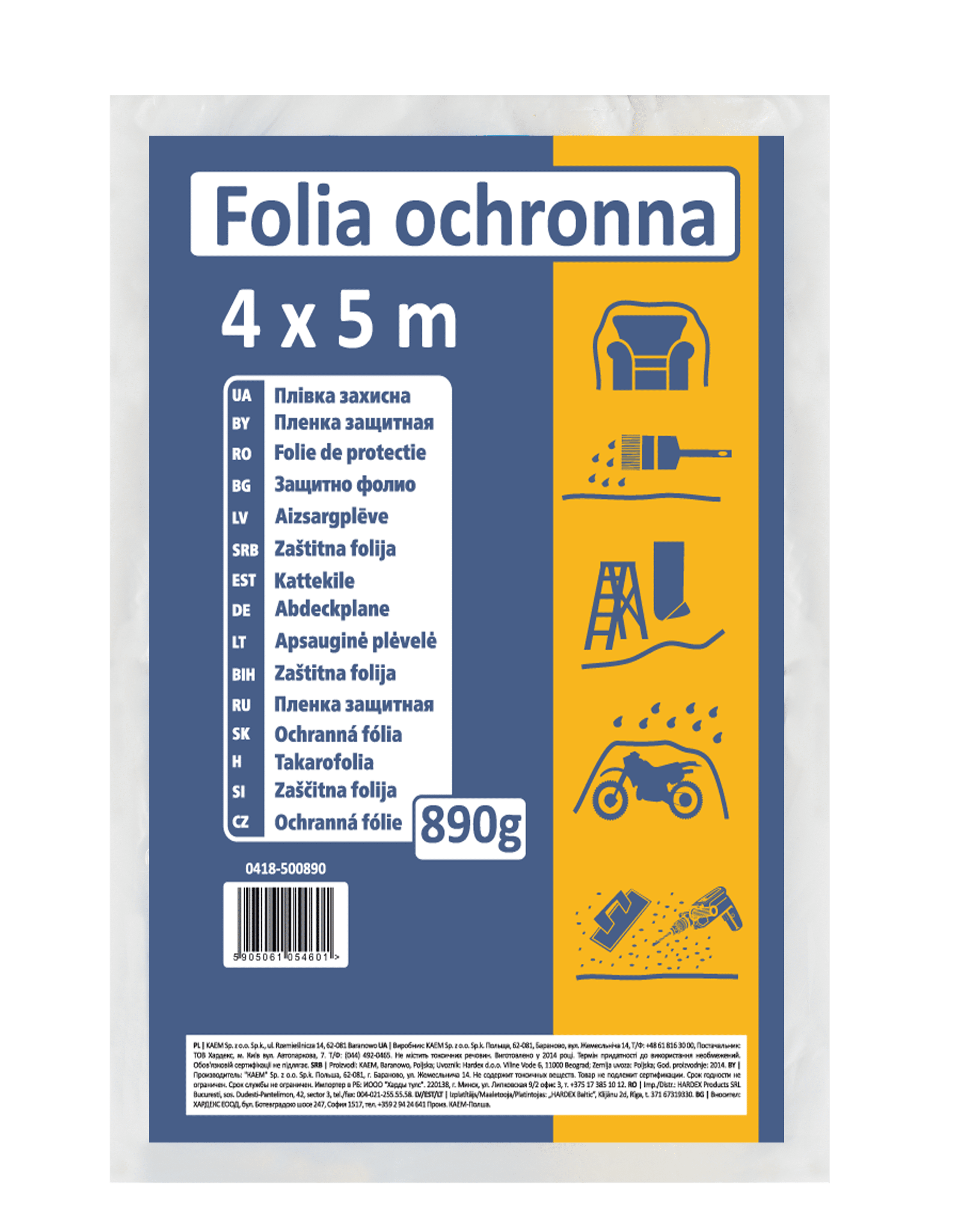 Folia budowlana LDPE regranulat, 4 x 5 m, 890 g
