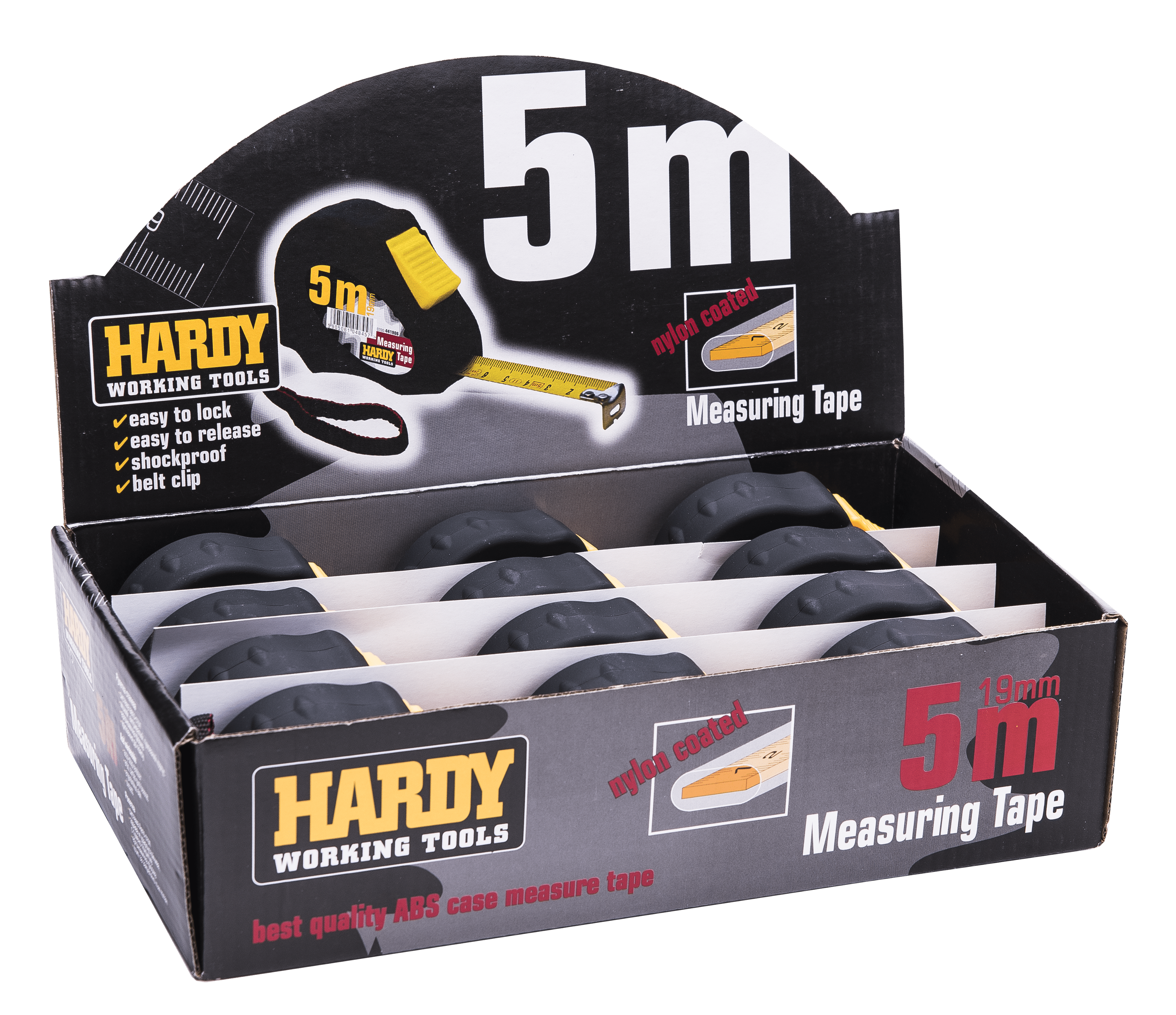 Hardy miara zwijana z automatyczną blokadą seria *44*, 10 m x 25 mm, opakowanie blister