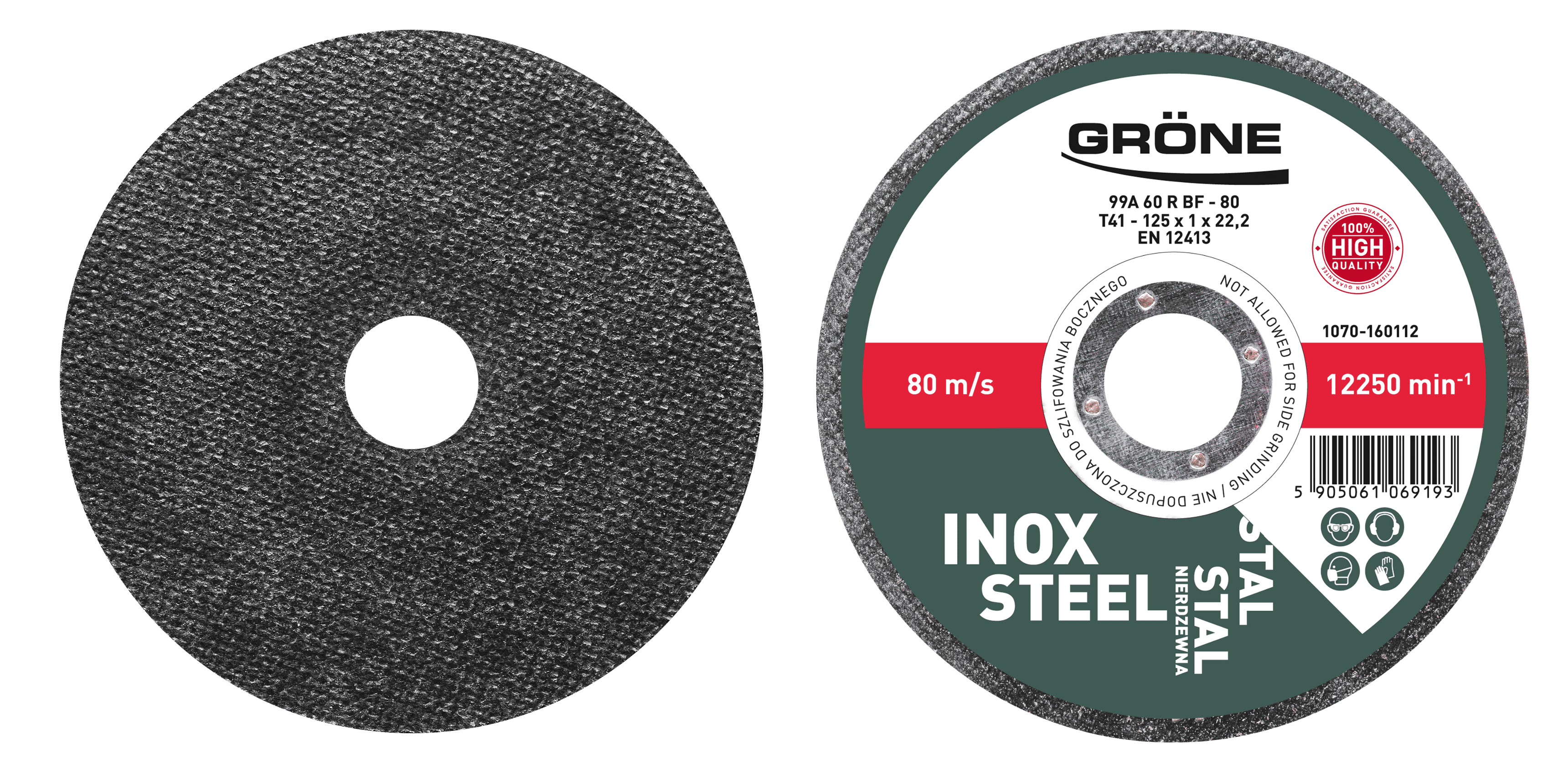 Gröne tarcza tnąca do stali inox, korundowa 125 x 22,23 mm, gr. 1 mm