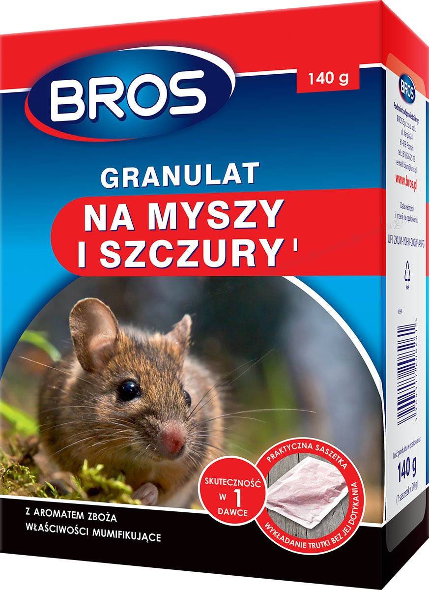 Granulat na myszy i szczury 140 g BROS