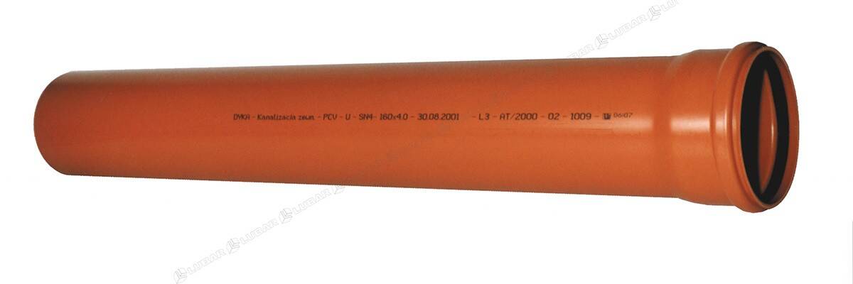 Rura kanalizacyjna PVC-U 160x3,2x500 mm SN2 (L) SP pomarańczowa (Zdjęcie 1)