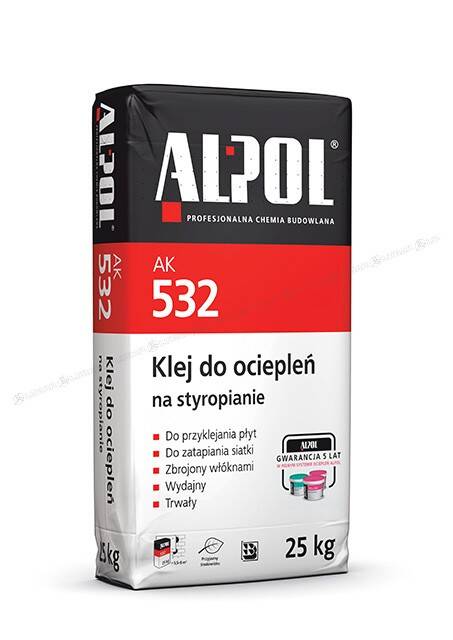 Klej do ociepleń na styropianie oraz do zatapiania siatki (w tym grafit) AK 532 25 kg ALPOL