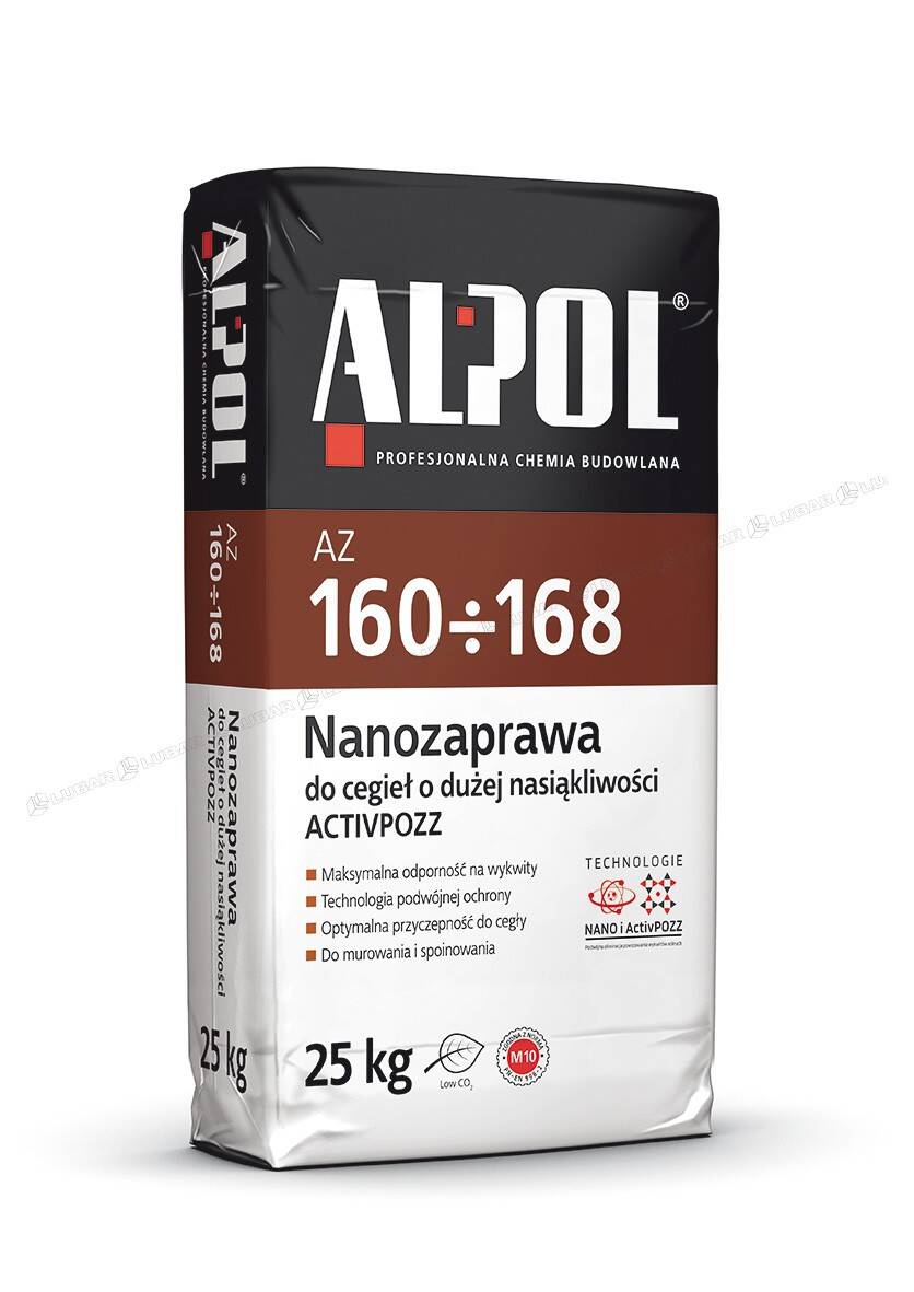 Nanozaprawa do cegieł ręcznie formowanych AZ 164 o dużej nasiąkliwości 25 kg klasa M10 jasnoszara ALPOL