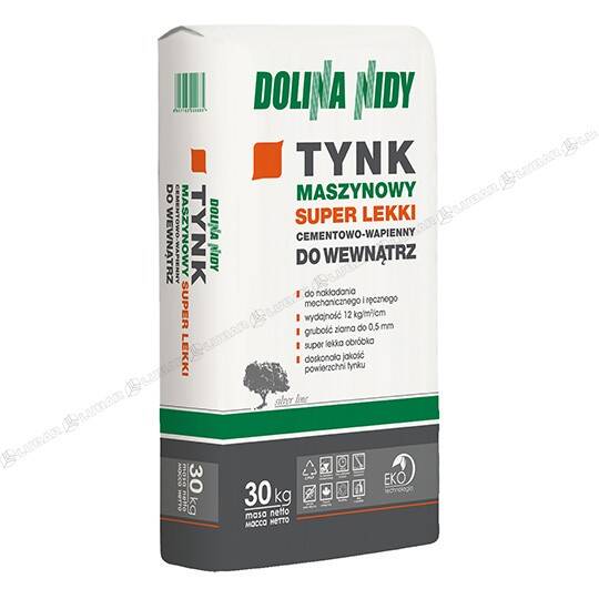 DOLINA NIDY Tynk Maszynowy Super Lekki cementowo-wapienny do wewnątrz 30kg