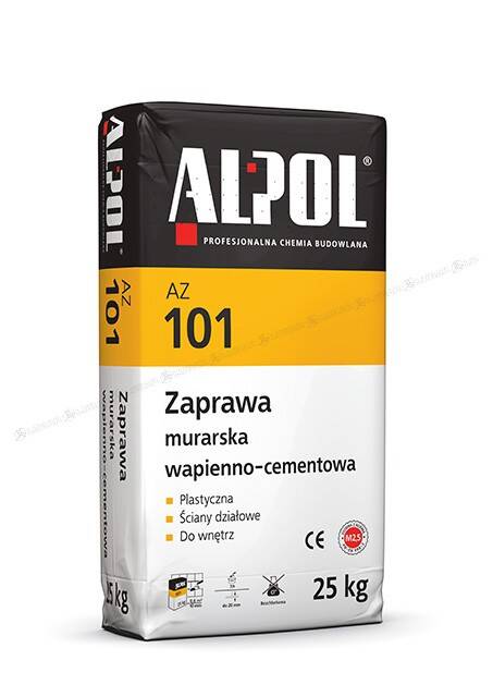 Zaprawa murarska wapienno-cementowa  AZ 101 25 kg klasa M2,5 ALPOL