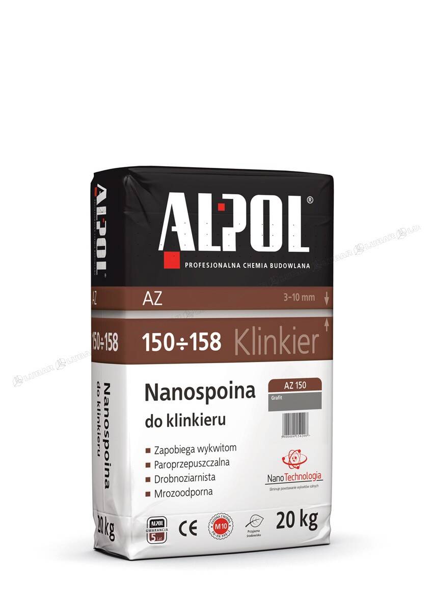 Nanospoina do klinkieru 3-10 mm AZ 150 20 kg klasa M10 grafit ALPOL