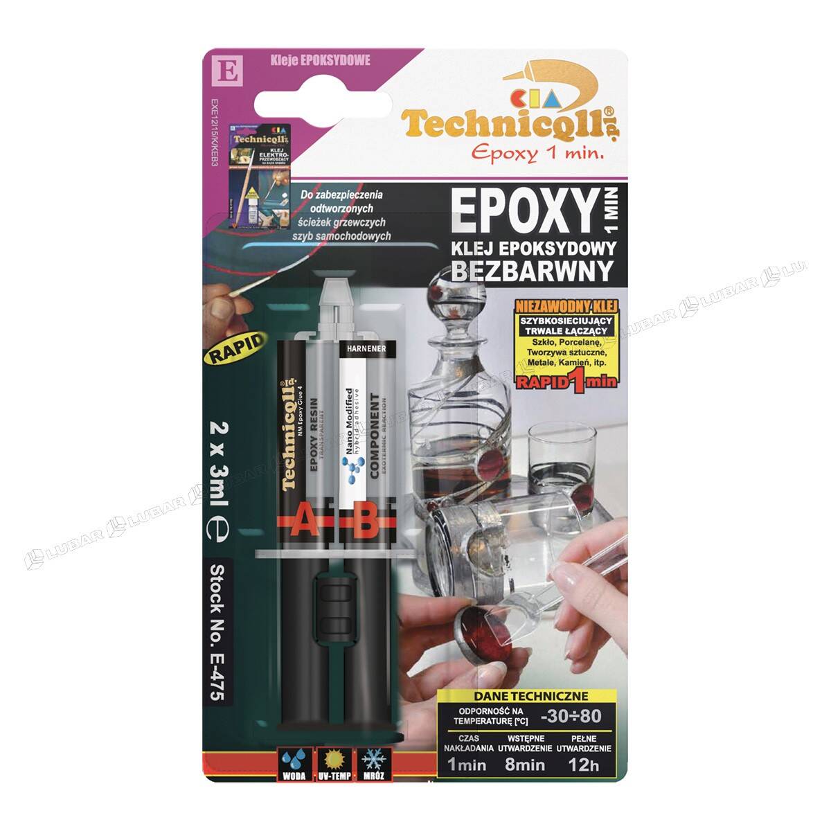 TECHNIQLL Klej Epoksydowy bezbarwny 2x3ml E-475